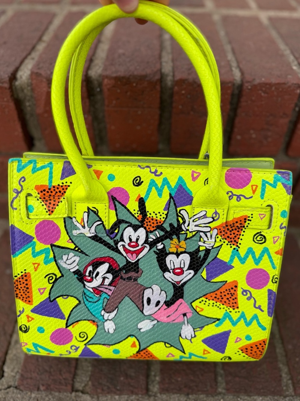 🎨 Hand painted - Neon Yellow - Animaniacs Cartoon - Tote Bag
